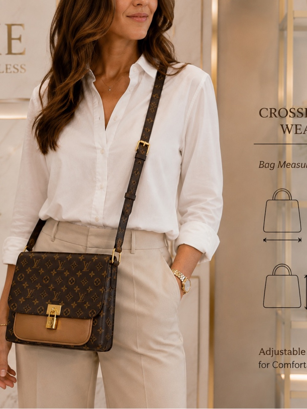 Authentic Louis Vuitton Marignan Monogram crossbody Hand Bag with Certificate